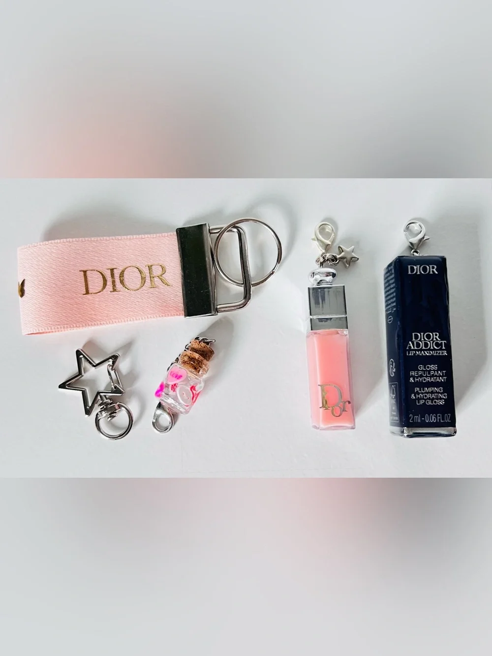 Dior Addict Lip Maximizer Plumping Gloss Mini  Keyfob Bag Charm Dustbag